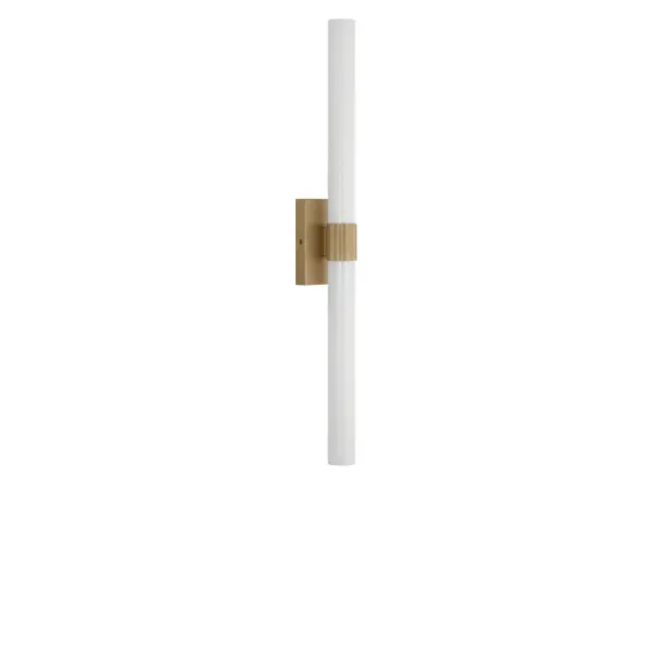 Collection: Sarco Rooms: Bathroom, Bedroom, Entry Room/Hallway Finish: Satin Brass Glass: White Acrylic Shade Width: 36.00" Height: 5.00" Length: 3.90" Weight: 4.00 lb Extension from Wall: 3.90" Canopy: DP:1" W:7" H:5" Rectangle Bulbs Included Maximum Wattage: 32.00 W Bulb Base: Dedicated Light Source: LED Light Output: 2400.00 lm Color Temperature: 2700 K CRI: 90 Voltage: 120.00 V Material: Aluminum Country of Origin: Thailand Safety Listing: ETL Safety Rating: DAMP ADA Title 24 LED Spec Sheet