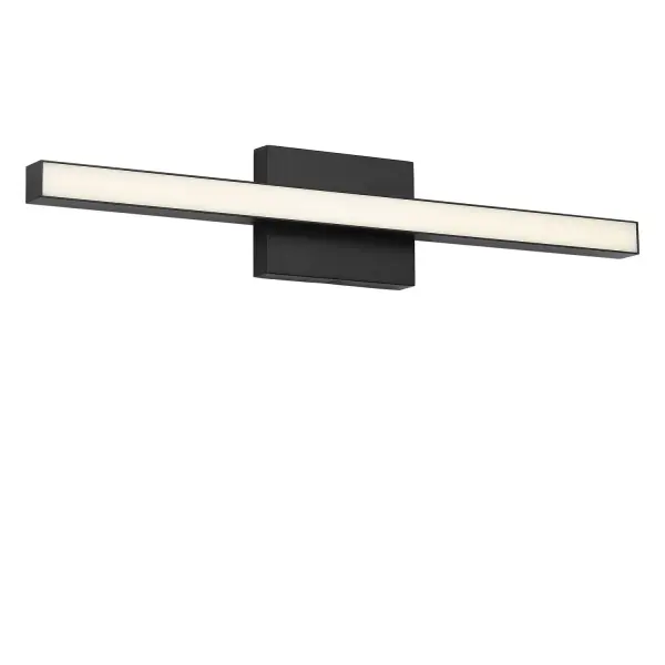 Collection: Marque Rooms: Bathroom, Bedroom, Entry Room/Hallway Finish: Midnight Black Glass: White Polycarbonate Shade Width: 24.00" Height: 4.50" Length: 2.25" Weight: 2.00 lb Extension from Wall: 2.25" Canopy: DP:1" W:6" H:4.5" Rectangle Bulbs Included Maximum Wattage: 25.00 W Bulb Base: Dedicated Light Source: LED Light Output: 1200.00 lm Color Temperature: 2700 K CRI: 90 Voltage: 120.00 V Material: Aluminum Country of Origin: Thailand Safety Listing: ETL Safety Rating: DAMP ADA Title 24 LED Spec Sheet