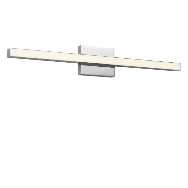 Collection: Marque Rooms: Bathroom, Bedroom, Entry Room/Hallway Finish: Chrome Glass: White Polycarbonate Shade Width: 30.00" Height: 4.50" Length: 2.25" Weight: 2.00 lb Extension from Wall: 2.25" Canopy: DP:1" W:6" H:4.5" Rectangle Bulbs Included Maximum Wattage: 30.50 W Bulb Base: Dedicated Light Source: LED Light Output: 1400.00 lm Color Temperature: 2700 K CRI: 90 Voltage: 120.00 V Material: Aluminum Country of Origin: Thailand Safety Listing: ETL Safety Rating: DAMP ADA Title 24 LED Spec Sheet