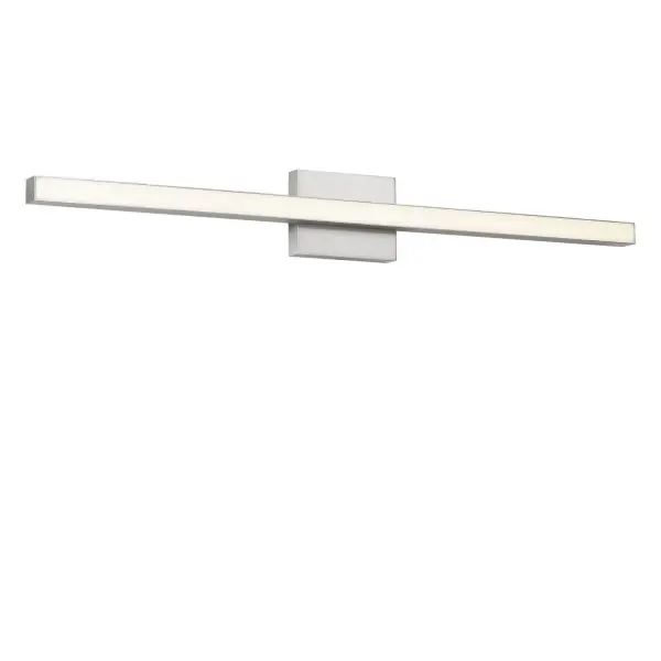 Collection: Marque Rooms: Bathroom, Bedroom, Entry Room/Hallway Finish: Brushed Nickel Glass: White Polycarbonate Shade Width: 36.00" Height: 4.50" Length: 2.25" Weight: 3.00 lb Extension from Wall: 2.25" Canopy: DP:1" W:6" H:4.5" Rectangle Bulbs Included Maximum Wattage: 34.00 W Bulb Base: Dedicated Light Source: LED Light Output: 1600.00 lm Color Temperature: 2700 K CRI: 90 Voltage: 120.00 V Material: Aluminum Country of Origin: Thailand Safety Listing: ETL Safety Rating: DAMP ADA Title 24 LED Spec Sheet