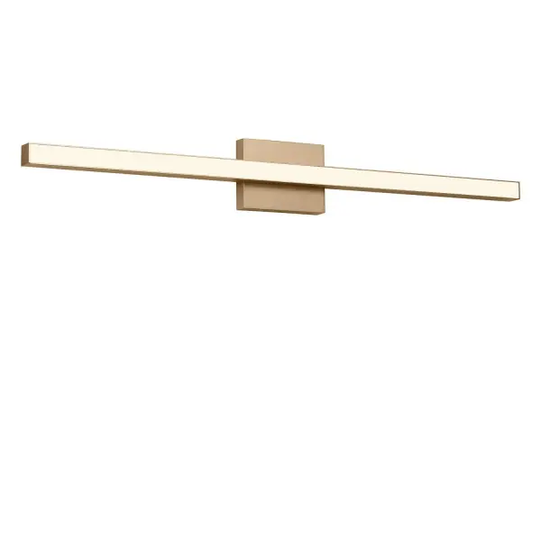 Collection: Marque Rooms: Bathroom, Bedroom, Entry Room/Hallway Finish: Satin Brass Glass: White Polycarbonate Shade Width: 36.00" Height: 4.50" Length: 2.25" Weight: 3.00 lb Extension from Wall: 2.25" Canopy: DP:1" W:6" H:4.5" Rectangle Bulbs Included Maximum Wattage: 34.00 W Bulb Base: Dedicated Light Source: LED Light Output: 1600.00 lm Color Temperature: 2700 K CRI: 90 Voltage: 120.00 V Material: Aluminum Country of Origin: Thailand Safety Listing: ETL Safety Rating: DAMP ADA Title 24 LED Spec Sheet