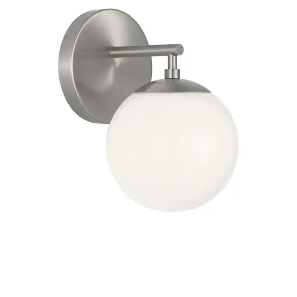 Collection: Nube Rooms: Bathroom, Bedroom, Entry Room/Hallway Finish: Brushed Nickel Glass: Clear White Glass Width: 5.50" Height: 8.63" Length: 7.00" Weight: 2.00 lb Extension from Wall: 7.00" Canopy: DP:0.75" W:5" H:5" Round Number of Bulbs: 1 Maximum Wattage: 60.00 W Bulb Type: B11 Bulb Base: E12 Voltage: 120.00 V Material: Steel Country of Origin: Vietnam Safety Listing: ETL Safety Rating: DAMP Spec Sheet