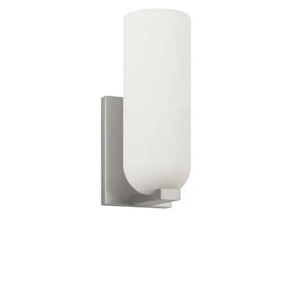 Collection: Neblina Rooms: Bathroom, Bedroom, Entry Room/Hallway Finish: Brushed Nickel Glass: Etched White Glass Width: 4.00" Height: 10.00" Length: 4.50" Weight: 2.00 lb Extension from Wall: 4.50" Canopy: DP:0.63" W:4" H:6" Rectangle Bulbs Included Number of Bulbs: 1 Maximum Wattage: 60.00 W Bulb Type: B11 Bulb Base: E12 Color Temperature: 3000 K CRI: 90 Voltage: 120.00 V Material: Steel Country of Origin: Vietnam Safety Listing: ETL Safety Rating: DAMP