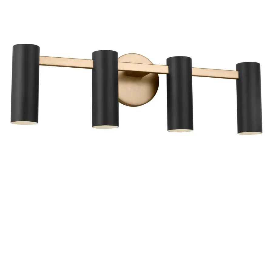 Zentro Four Light Vanity in Satin Brass
