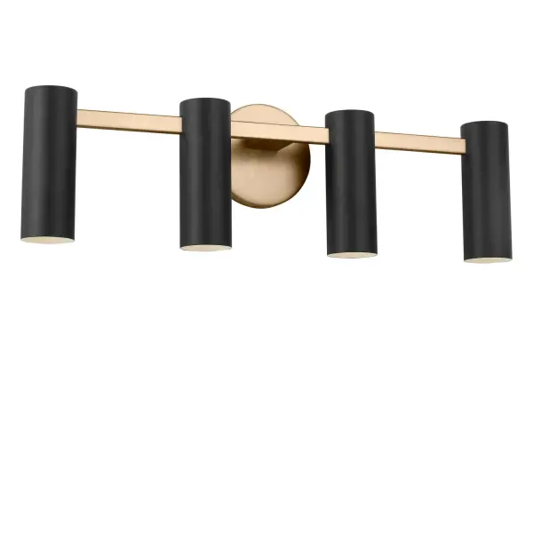 Collection: Zentro Rooms: Bathroom, Bedroom, Entry Room/Hallway Finish: Satin Brass Glass: Metal Shade Width: 24.00" Height: 7.38" Length: 4.00" Weight: 4.00 lb Extension from Wall: 4.00" Canopy: DP:0.63" W:5" H:5" Round Bulbs Included Number of Bulbs: 4 Bulb Type: B11 Bulb Base: E12 Color Temperature: 3000 K CRI: 90 Voltage: 120.00 V Material: Steel Country of Origin: Vietnam Safety Listing: ETL Safety Rating: DAMP ADA