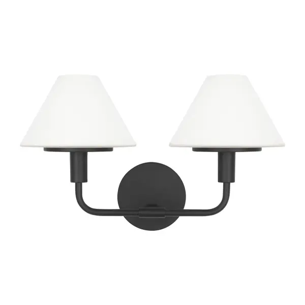 Collection: Mendota Rooms: Bathroom,Bedroom,Entry Room/Hallway Finish: Midnight Black Glass: Opal Etched Width: 18.00" Height: 11.00" Weight: 3.76 lb Extension from Wall: 8.88" Wire: 8" Black/White Canopy: D:5'' DP:0.625'' OB UP:8.5'' Round Number of Bulbs: 2 Maximum Wattage: 60.00 W Bulb Type: Torpedo Bulb Base: Candelabra Voltage: 120.00 V Material: Steel Country of Origin: Vietnam Safety Listing: cETL Safety Rating: Damp Title 24 Spec Sheet Instructions