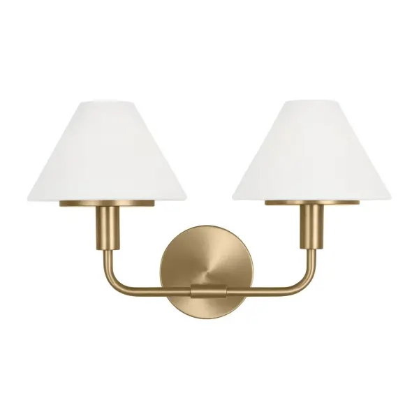 Collection: Mendota Rooms: Bathroom,Bedroom,Entry Room/Hallway Finish: Satin Brass Glass: Opal Etched Width: 18.00" Height: 11.00" Weight: 3.76 lb Extension from Wall: 8.88" Wire: 8" Black/White Canopy: D:5'' DP:0.625'' OB UP:8.5'' Round Number of Bulbs: 2 Maximum Wattage: 60.00 W Bulb Type: Torpedo Bulb Base: Candelabra Voltage: 120.00 V Material: Steel Country of Origin: Vietnam Safety Listing: cETL Safety Rating: Damp Title 24 Spec Sheet Instructions