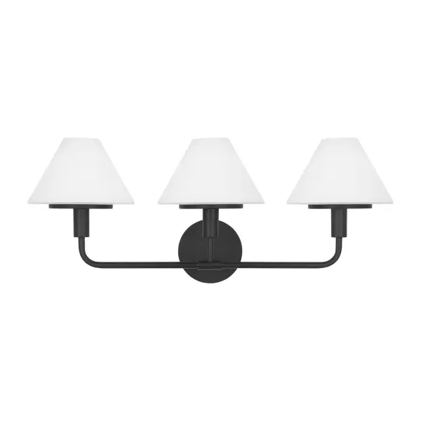Collection: Mendota Rooms: Bathroom,Bedroom,Entry Room/Hallway Finish: Midnight Black Glass: Opal Etched Width: 27.00" Height: 11.00" Weight: 5.74 lb Extension from Wall: 8.88" Wire: 8" Black/White Canopy: D:5'' DP:0.625'' OB UP:8.5'' Round Number of Bulbs: 3 Maximum Wattage: 60.00 W Bulb Type: Torpedo Bulb Base: Candelabra Voltage: 120.00 V Material: Steel Country of Origin: Vietnam Safety Listing: cETL Safety Rating: Damp Title 24 Spec Sheet Instructions