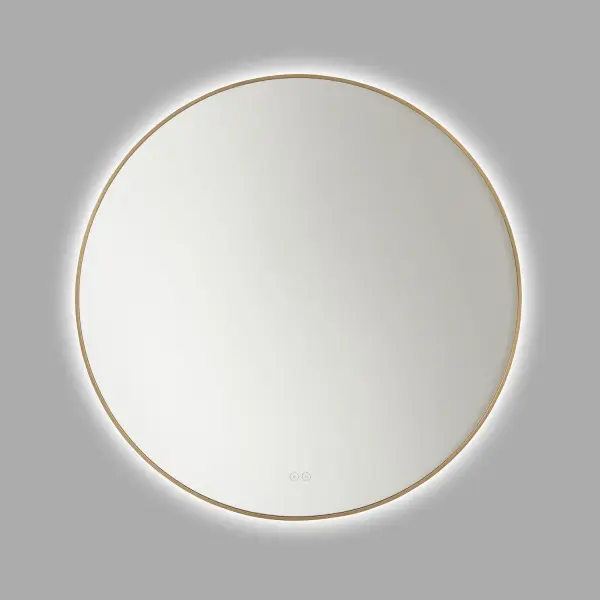 The Cadre mirror combines elegant satin brass framing with integrated LED lighting and advanced color tuning capabilities. Its 36-inch square format and damp rating make it ideal for bathrooms, while the high CRI ensures accurate color rendering.