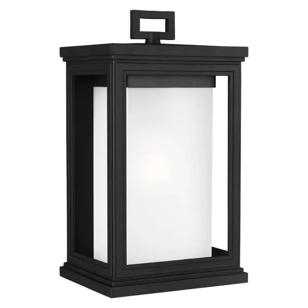 Collection: Roscoe Designer: Feiss Rooms: Outdoor Finish: Textured Black Glass: White Opal Etched Width: 7.50" Height: 13.50" Weight: 6.50 lb Extension from Wall: 7.00" Wire: 8" Black/White Canopy: DP:1'' W:6'' H:7.75'' OB UP:8'' Rectangular Number of Bulbs: 1 Maximum Wattage: 75.00 W Bulb Type: A19 Bulb Base: Medium Voltage: 120.00 V Material: StoneStrong Country of Origin: China Safety Listing: cETL Safety Rating: Wet Connection: Hardwired Title 24 Spec Sheet Instructions Parts Diagram
