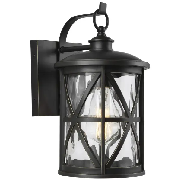 Collection: Millbrooke Designer: Feiss Rooms: Outdoor Finish: Antique Bronze Glass: Water Width: 6.75" Height: 12.00" Length: 6.75" Weight: 3.30 lb Extension from Wall: 8.25" Wire: 8" Black/White Canopy: DP:0.75'' W:4.75'' H:5.5'' OB UP:5.25'' OB DOWN:6.75'' Rectangular Number of Bulbs: 1 Maximum Wattage: 75.00 W Bulb Type: A19 Bulb Base: Medium Voltage: 120.00 V Material: StoneStrong Country of Origin: China Safety Listing: ETL Safety Rating: Wet Connection: Hardwired Title 24 Spec Sheet Instructions Parts Diagram