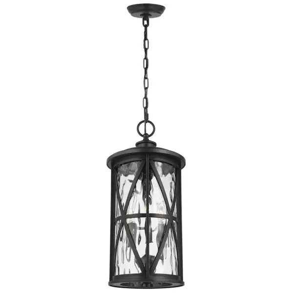 Collection: Millbrooke Designer: Feiss Rooms: Outdoor Finish: Antique Bronze Glass: Water Width: 10.00" Height: 21.38" Weight: 9.90 lb Chain: 60" Wire: 180" Brown Canopy: D:5.125'' H:1'' Round Number of Bulbs: 3 Maximum Wattage: 60.00 W Bulb Type: Torpedo Bulb Base: Candelabra Voltage: 120.00 V Material: StoneStrong Country of Origin: China Safety Listing: ETL Safety Rating: Damp Connection: Hardwired Title 24 Spec Sheet Instructions Parts Diagram