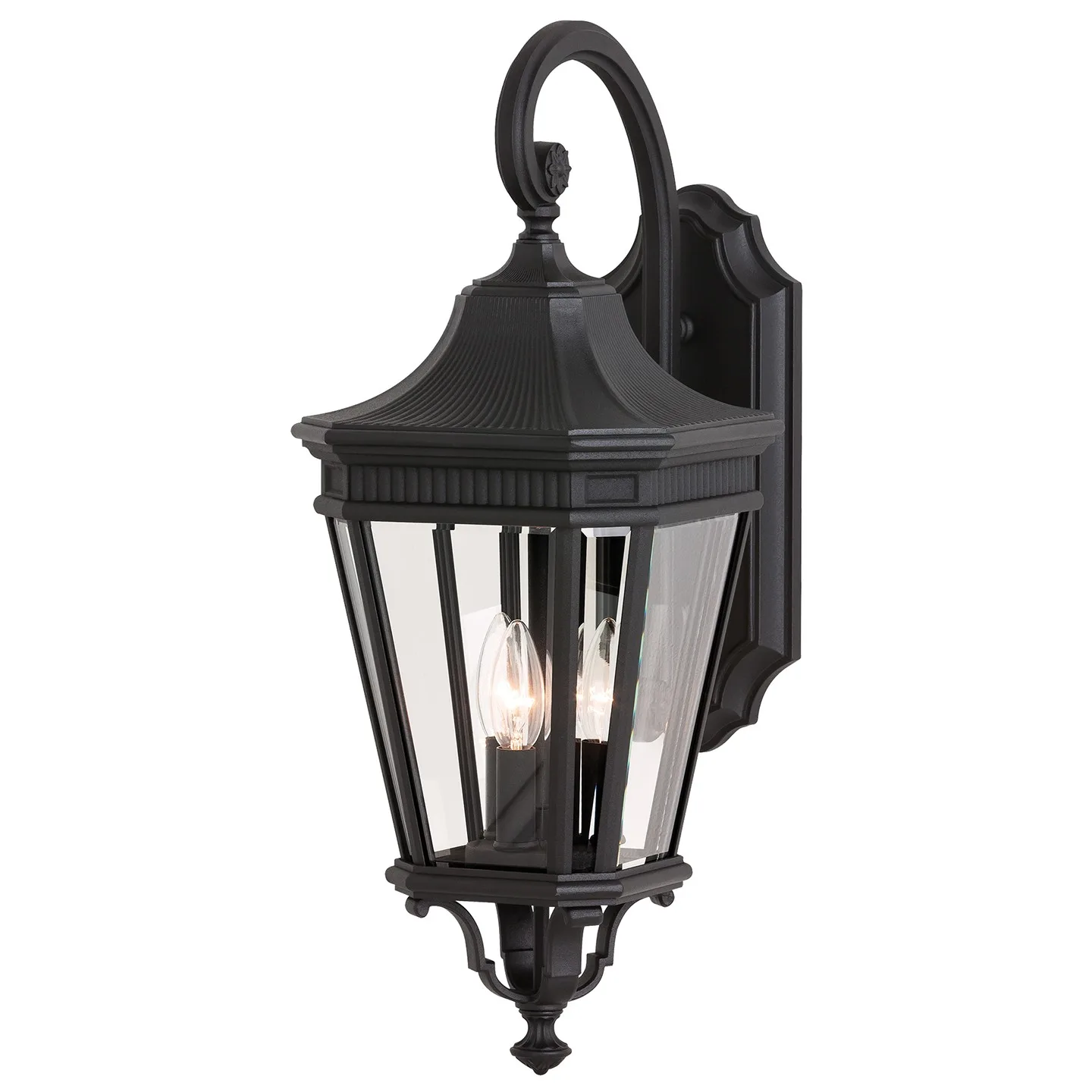 Cotswold Lane Three Light Outdoor Wall Lantern in Black