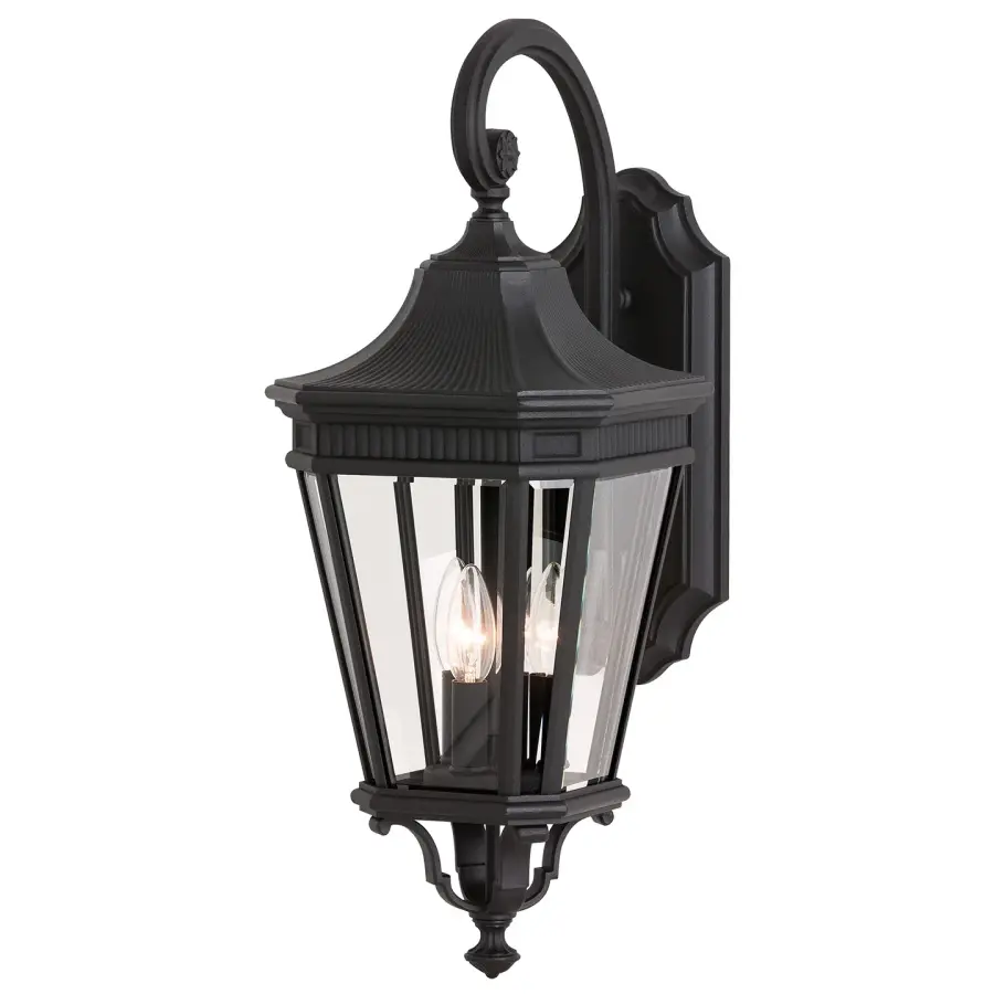Cotswold Lane Three Light Outdoor Wall Lantern in Black