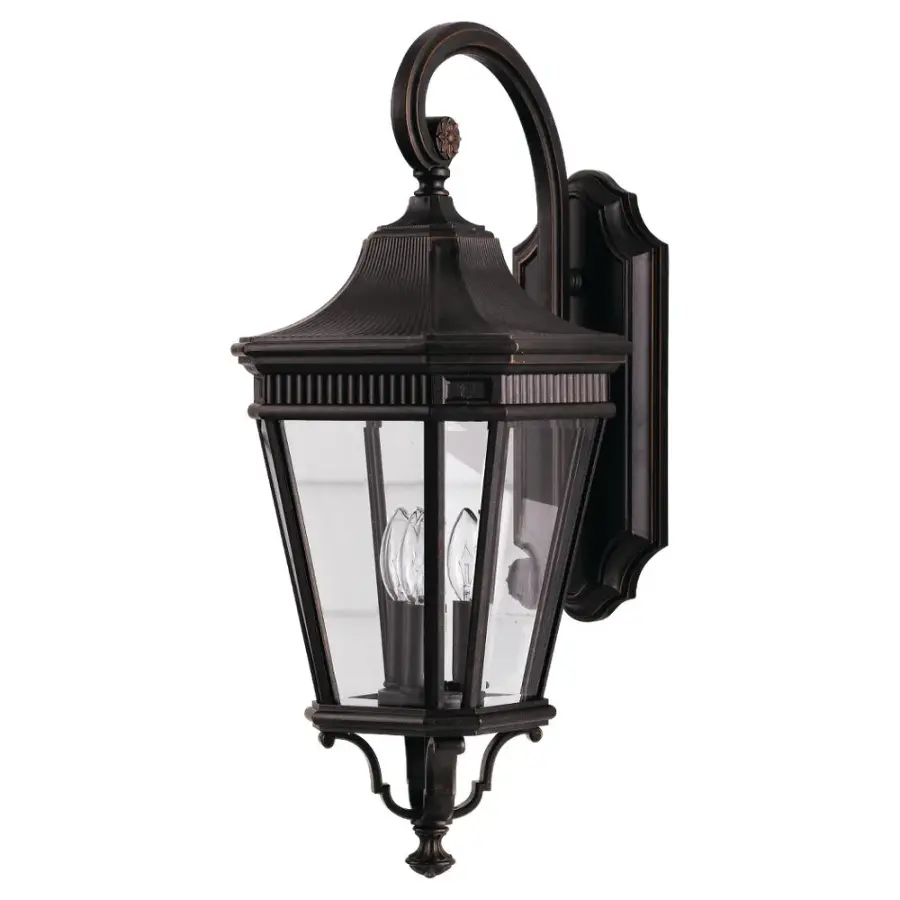 Cotswold Lane Three Light Outdoor Wall Lantern in Grecian Bronze