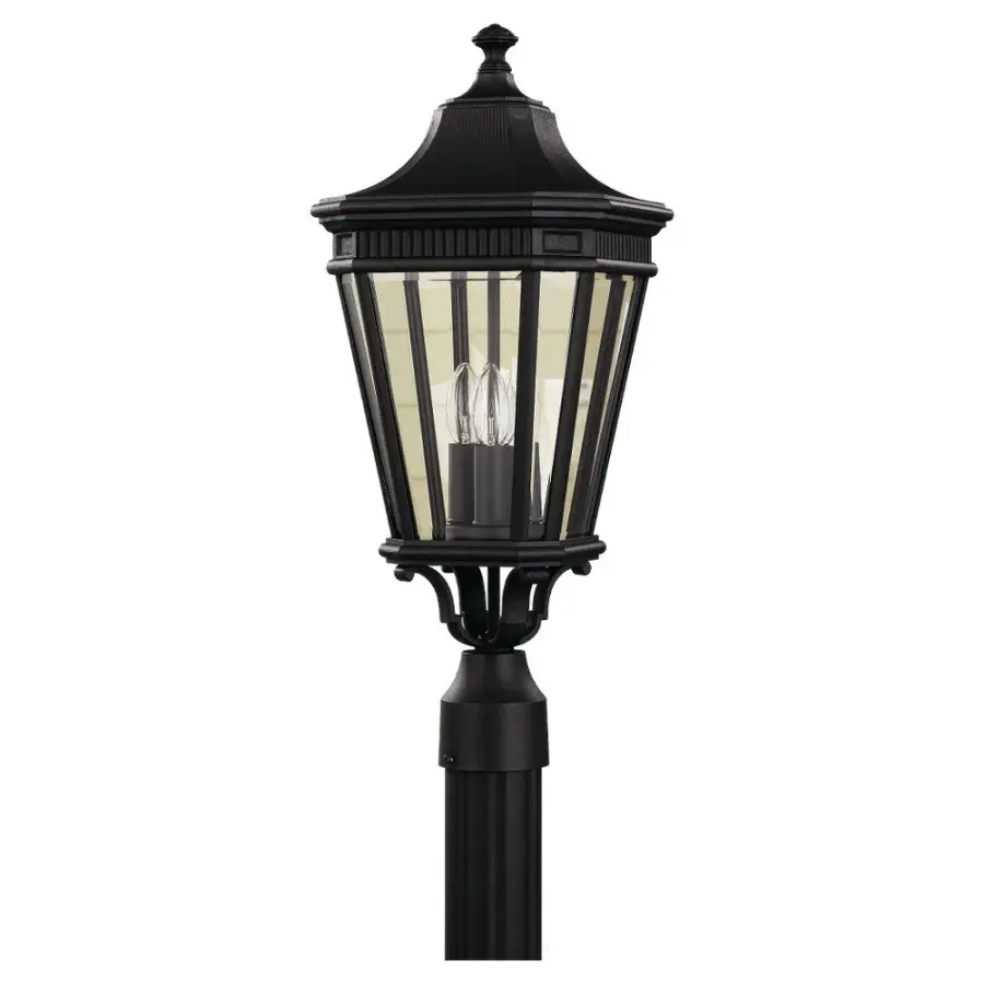 Cotswold Lane Three Light Outdoor Wall Lantern in Black