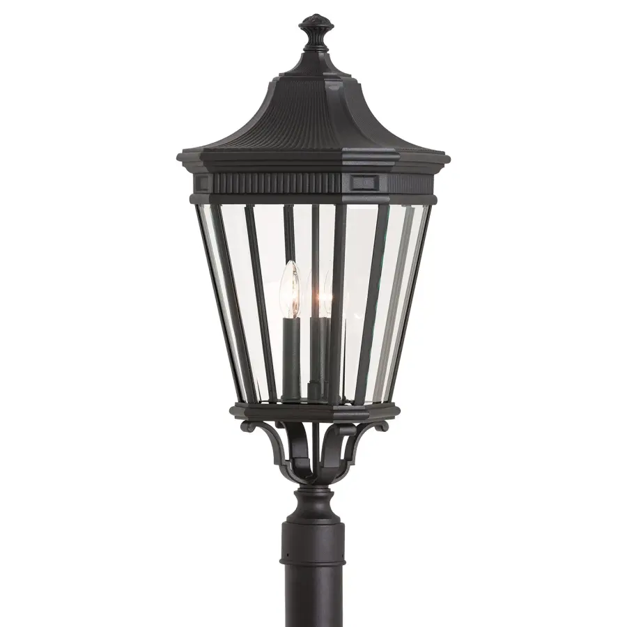 Cotswold Lane Three Light Outdoor Wall Lantern in Black