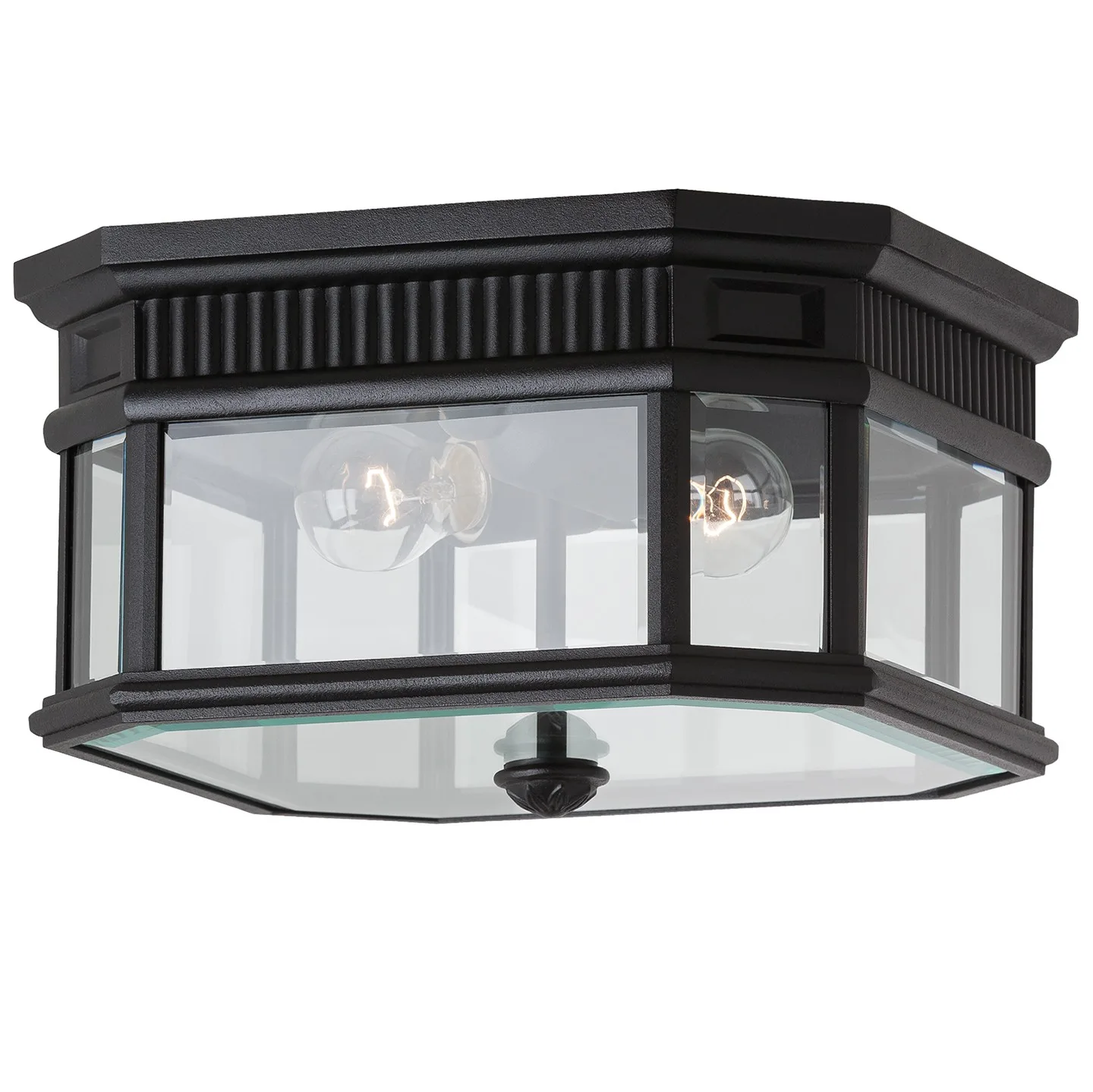 Cotswold Lane Two Light Outdoor Flush Mount in Black
