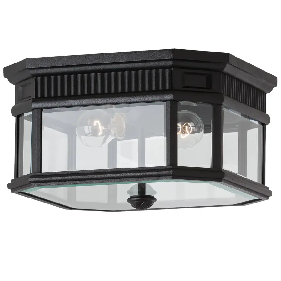 Cotswold Lane Two Light Outdoor Flush Mount in Black