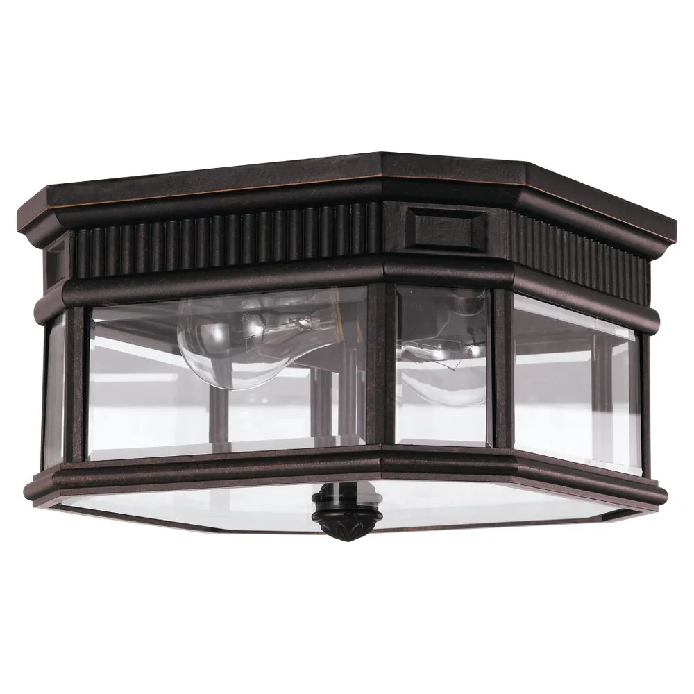 Cotswold Lane Two Light Outdoor Flush Mount in Grecian Bronze