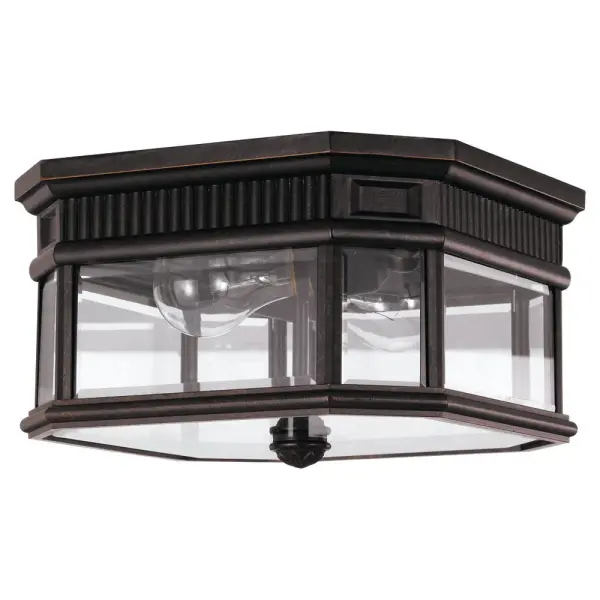 Collection: Cotswold Lane Designer: Feiss Rooms: Outdoor Finish: Grecian Bronze Glass: Clear Beveled Width: 11.50" Height: 6.63" Length: 11.50" Weight: 6.71 lb Wire: 8" Black/White Canopy: DP:11.5'' W:11.5'' H:1'' Octagonal Number of Bulbs: 2 Maximum Wattage: 60.00 W Bulb Type: A19 Bulb Base: Medium Voltage: 120.00 V Material: Aluminum Country of Origin: Philippines Safety Listing: UL Safety Rating: Damp Title 24 Spec Sheet Instructions Parts Diagram