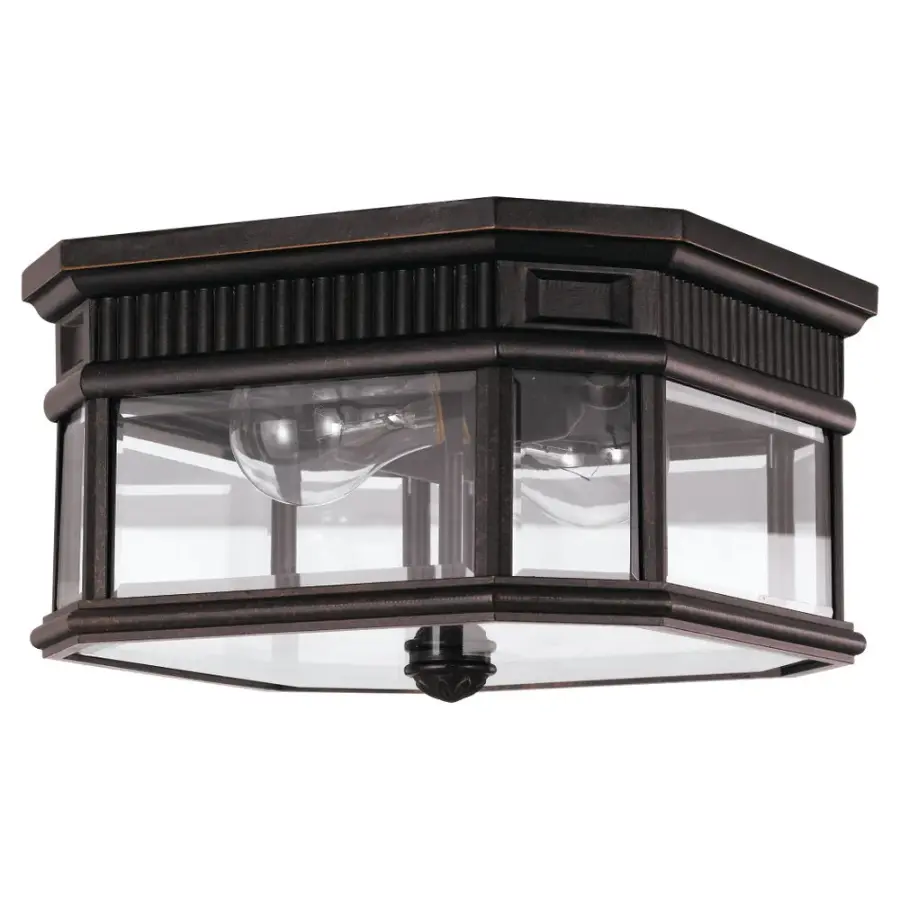 Cotswold Lane Two Light Outdoor Flush Mount in Grecian Bronze
