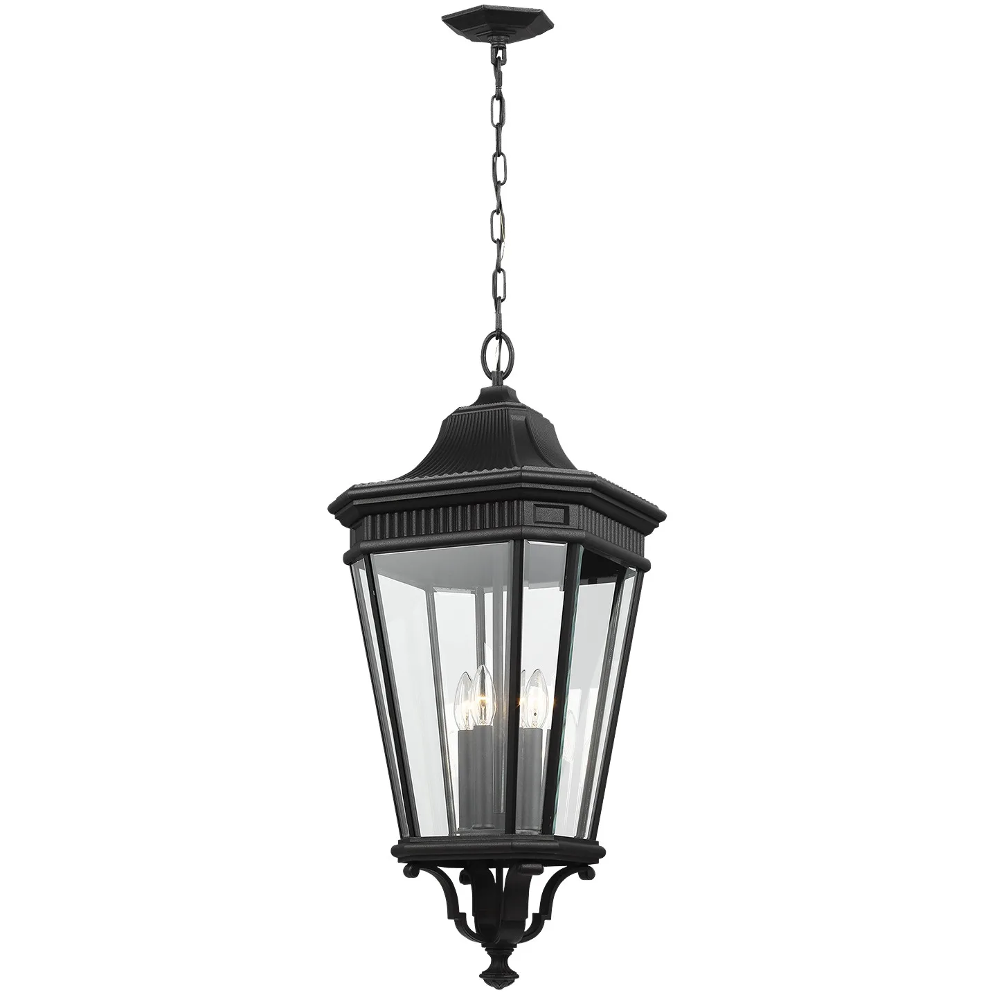Cotswold Lane 4-Light Outdoor Hanging Lantern in Black