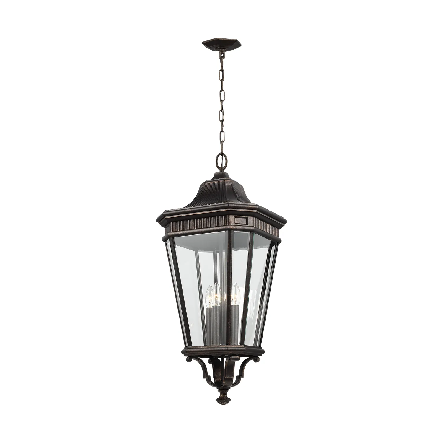 Cotswold Lane Four Light Hanging Lantern in Grecian Bronze