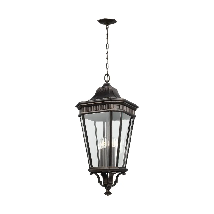 Cotswold Lane Four Light Outdoor Hanging Lantern in Grecian Bronze