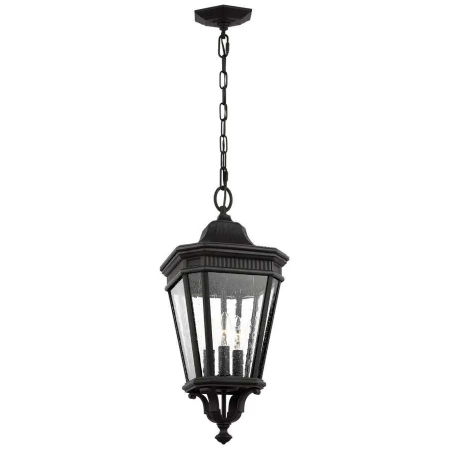 Cotswold Lane Three Light Outdoor Hanging Lantern in Black