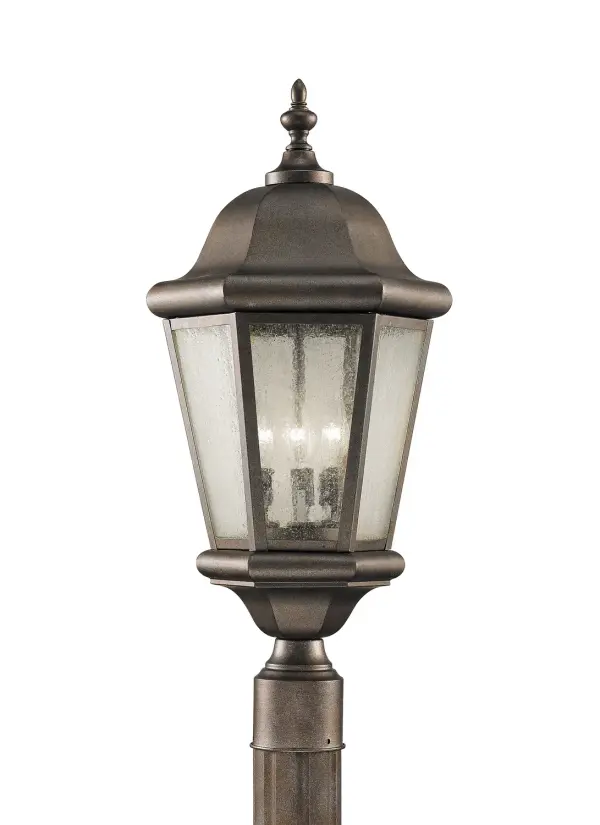 Collection: Martinsville Designer: Sea Gull Rooms: Outdoor Finish: Corinthian Bronze Glass: Clear Seeded Width: 10.25" Height: 22.25" Weight: 4.29 lb Wire: 8" Black/White Number of Bulbs: 3 Maximum Wattage: 60.00 W Bulb Type: Torpedo Bulb Base: Candelabra Voltage: 120.00 V Material: Stainless Steel Country of Origin: China Safety Listing: cUL Safety Rating: Wet Connection: Hardwired Title 24 Spec Sheet Instructions Parts Diagram