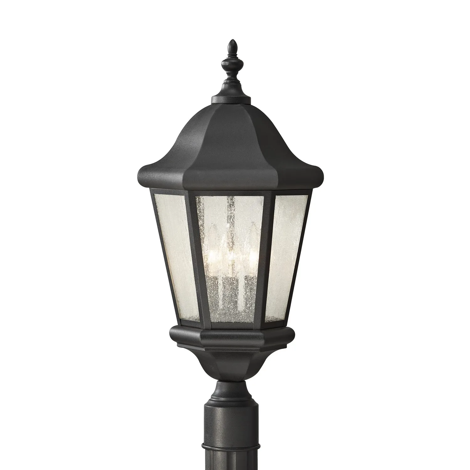 Martinsville Three Light Outdoor Post Lantern in Black