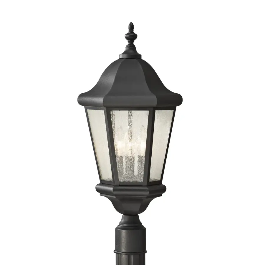 Martinsville Three Light Outdoor Post Lantern in Black