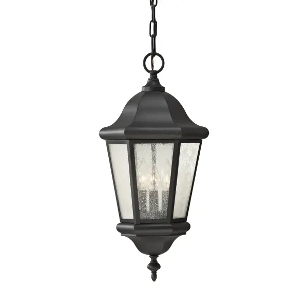 Collection: Martinsville Designer: Sea Gull Rooms: Outdoor Finish: Black Glass: Clear Seeded Width: 10.25" Height: 21.00" Weight: 6.27 lb Chain: 60" Wire: 180" Black Canopy: D:6.25'' H:1.75'' Round Bulbs Included Number of Bulbs: 3 Maximum Wattage: 3.50 W Bulb Type: Torpedo Bulb Base: Candelabra Light Output: 350.00 lm Color Temperature: 2700 K CRI: 90 Rated Average Life: 25000 Voltage: 120.00 V Material: Stainless Steel Country of Origin: China Safety Listing: cUL Safety Rating: Damp Energy Star Title 24 LED Spec Sheet Instructions Parts Diagram