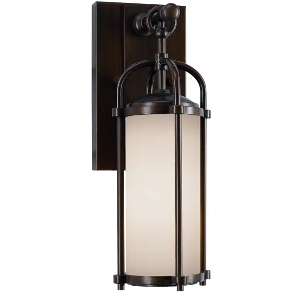 Collection: Dakota Designer: Feiss Rooms: Outdoor Finish: Espresso Glass: Opal Etched Width: 4.75" Height: 13.25" Weight: 3.19 lb Extension from Wall: 5.75" Wire: 8" Black/White Canopy: DP:0.625'' W:4.5'' H:8'' OB UP:3.75'' Rectangular Number of Bulbs: 1 Maximum Wattage: 100.00 W Bulb Type: A19 Bulb Base: Medium Voltage: 120.00 V Material: Aluminum Country of Origin: Vietnam Safety Listing: UL Safety Rating: Wet Connection: Hardwired Title 24 Spec Sheet Instructions Parts Diagram