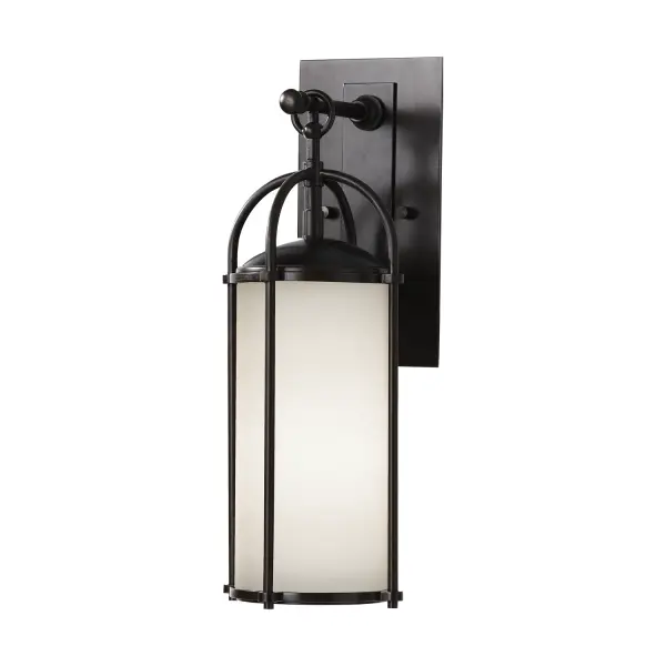 Collection: Dakota Designer: Feiss Rooms: Outdoor Finish: Espresso Glass: White Opal Etched Width: 6.13" Height: 16.88" Weight: 5.72 lb Extension from Wall: 7.50" Wire: 8" Black/White Canopy: DP:0.625'' W:4.5'' H:9.125'' OB UP:4.875'' Rectangular Number of Bulbs: 1 Maximum Wattage: 100.00 W Bulb Type: A19 Bulb Base: Medium Voltage: 120.00 V Material: Aluminum Country of Origin: Vietnam Safety Listing: UL Safety Rating: Wet Connection: Hardwired Title 24 Spec Sheet Instructions Parts Diagram