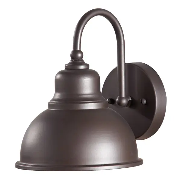 Collection: Darby Designer: Feiss Rooms: Outdoor Finish: Oil Rubbed Bronze Glass: Metal Width: 7.50" Height: 9.25" Weight: 1.40 lb Extension from Wall: 8.88" Wire: 8" Black/White Canopy: D:4.75'' DP:0.875'' OB UP:6'' Round Number of Bulbs: 1 Maximum Wattage: 100.00 W Bulb Type: A19 Bulb Base: Medium Voltage: 120.00 V Material: Aluminum Country of Origin: Philippines Safety Listing: ETL Safety Rating: Wet Connection: Hardwired Title 24 Spec Sheet Instructions Parts Diagram