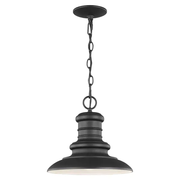 Collection: Redding Station Designer: Feiss Rooms: Outdoor Finish: Textured Black Width: 12.00" Height: 11.00" Weight: 2.64 lb Chain: 60" Wire: 180" Black Canopy: D:5.125'' H:1'' Round Number of Bulbs: 1 Maximum Wattage: 100.00 W Bulb Type: A19 Bulb Base: Medium Voltage: 120.00 V Material: Aluminum Country of Origin: Vietnam Safety Listing: ETL Safety Rating: Damp Connection: Hardwired Title 24 Spec Sheet Instructions Parts Diagram