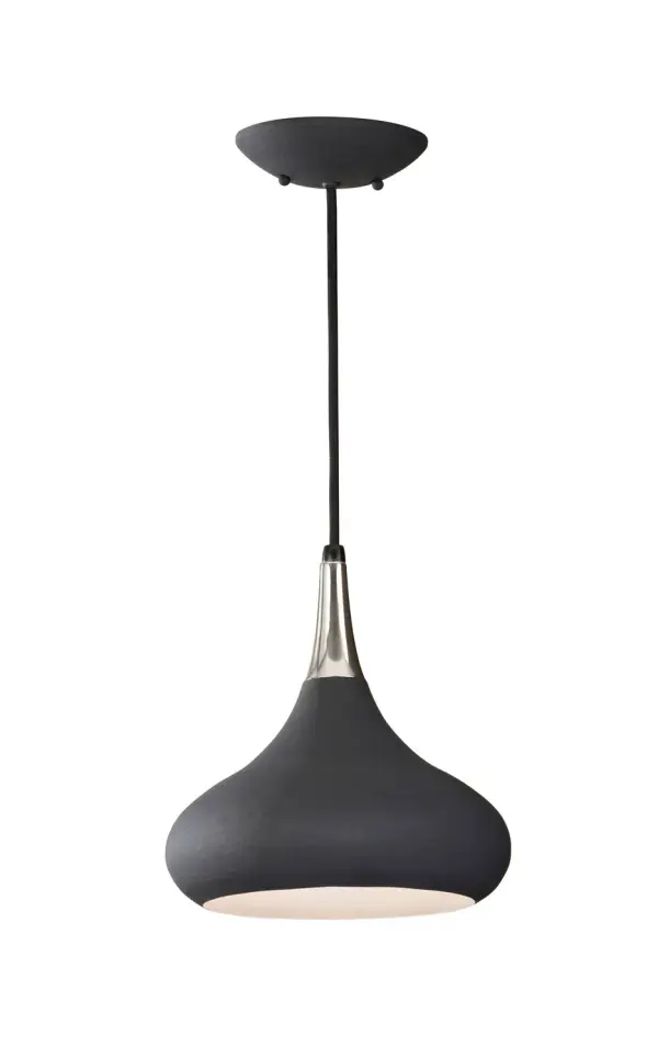 Collection: Belle Designer: Feiss Rooms: Dining Room, Entry Room/Hallway, Kitchen Finish: Black Width: 10.00" Height: 10.50" Weight: 2.82 lb Wire: 180" Black Canopy: D:5 11/16'' H:1 7/16'' Round Number of Bulbs: 1 Maximum Wattage: 100.00 W Bulb Type: A21 Bulb Base: Medium Voltage: 120.00 V Material: Steel Country of Origin: Vietnam Safety Listing: UL Safety Rating: Dry Connection: Hardwired Title 24 Spec Sheet Instructions Parts Diagram
