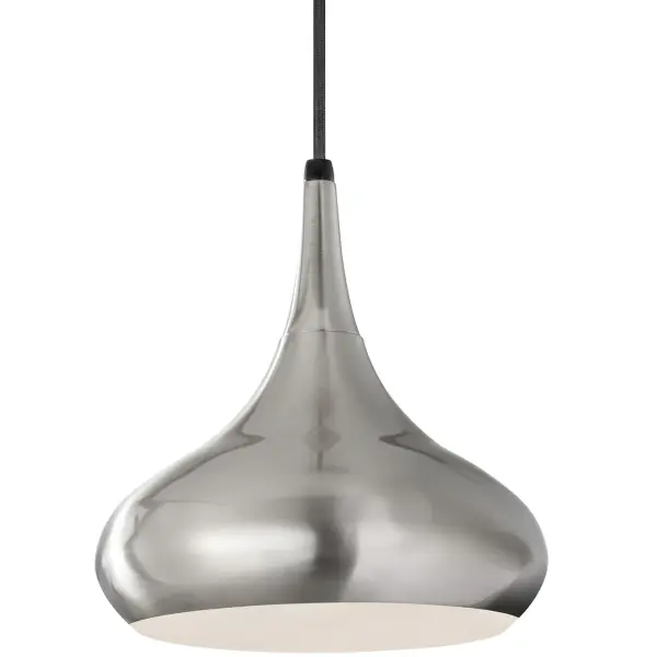 Collection: Belle Designer: Feiss Rooms: Dining Room, Entry Room/Hallway, Kitchen Finish: Brushed Steel Width: 10.00" Height: 10.44" Weight: 2.82 lb Wire: 180" Black Canopy: D:5 11/16'' H:1 7/16'' Round Number of Bulbs: 1 Maximum Wattage: 100.00 W Bulb Type: A21 Bulb Base: Medium Voltage: 120.00 V Material: Steel Country of Origin: Vietnam Safety Listing: UL Safety Rating: Dry Connection: Hardwired Title 24 Spec Sheet Instructions Parts Diagram
