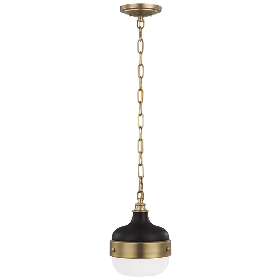 Cadence One Light Pendant in Dark Antique Brass / Matte Black