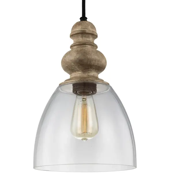Collection: Matrimonio Designer: Feiss Rooms: Dining Room, Entry Room/Hallway, Kitchen Finish: Driftwood / Dark Weathered Zinc Glass: Clear Width: 9.00" Height: 13.75" Weight: 3.80 lb Wire: 180" Black Fabric Cord Canopy: D:5.5'' H:1.25'' Round Number of Bulbs: 1 Maximum Wattage: 60.00 W Bulb Type: A19 Bulb Base: Medium Voltage: 120.00 V Material: Steel Country of Origin: Vietnam Safety Listing: cETL Safety Rating: Dry Connection: Hardwired Title 24 Spec Sheet Instructions Parts Diagram