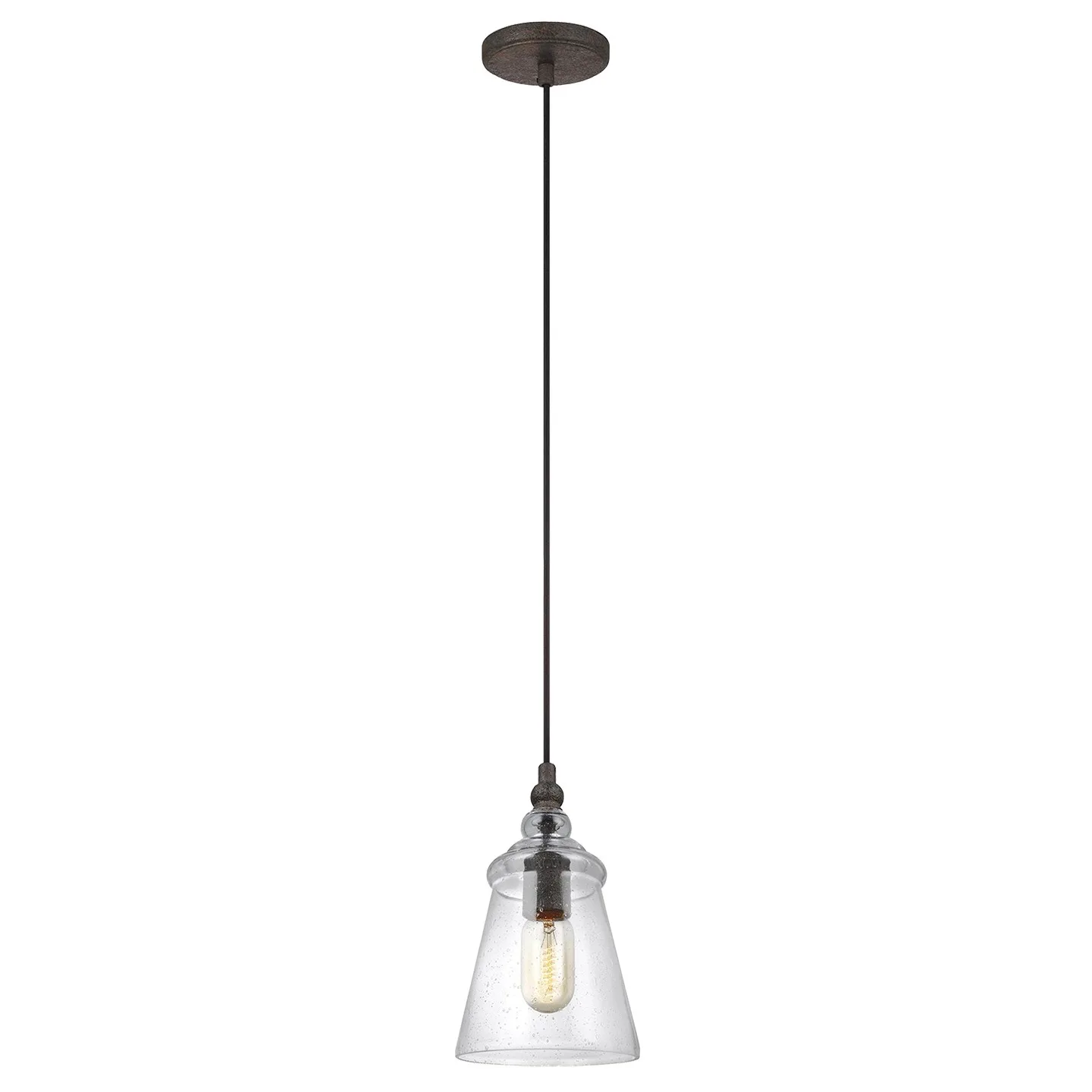 Loras One Light Pendant in Dark Weathered Iron