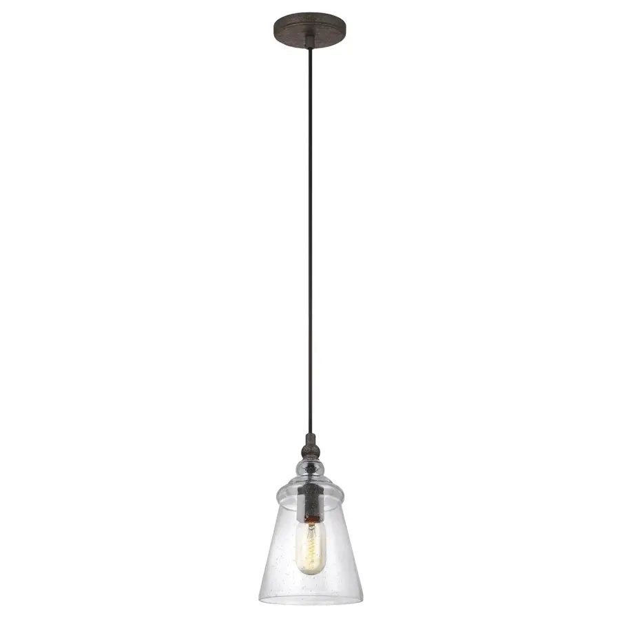 Loras One Light Pendant in Dark Weathered Iron