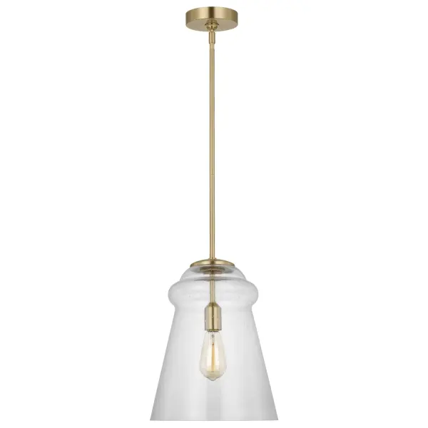 Collection: Loras Designer: Sean Lavin Rooms: Dining Room, Entry Room/Hallway, Kitchen Finish: Satin Brass Glass: Clear Seeded Width: 11.50" Height: 14.75" Weight: 7.00 lb Wire: 180" Clear Silver Rod: (3) 12",(1) 6" Canopy: D:5'' H:1.125'' Round Number of Bulbs: 1 Maximum Wattage: 60.00 W Bulb Type: A19 Bulb Base: E26 Medium Voltage: 120.00 V Material: Steel Country of Origin: Philippines Safety Listing: cETL Safety Rating: Damp Title 24 Spec Sheet Instructions