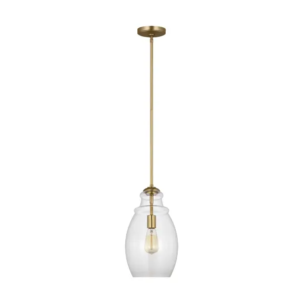 Collection: Marino Designer: Sean Lavin Rooms: Dining Room, Entry Room/Hallway, Kitchen Finish: Satin Brass Glass: Clear Width: 9.25" Height: 16.25" Weight: 2.25 lb Wire: 180" Clear Silver Rod: (3) 12",(1) 6" Canopy: D:5'' H:0.875'' Round Number of Bulbs: 1 Maximum Wattage: 60.00 W Bulb Type: ST19 Bulb Base: E26 Medium Voltage: 120.00 V Material: Steel Country of Origin: China Safety Listing: cETL Safety Rating: Damp Title 24 Spec Sheet Instructions