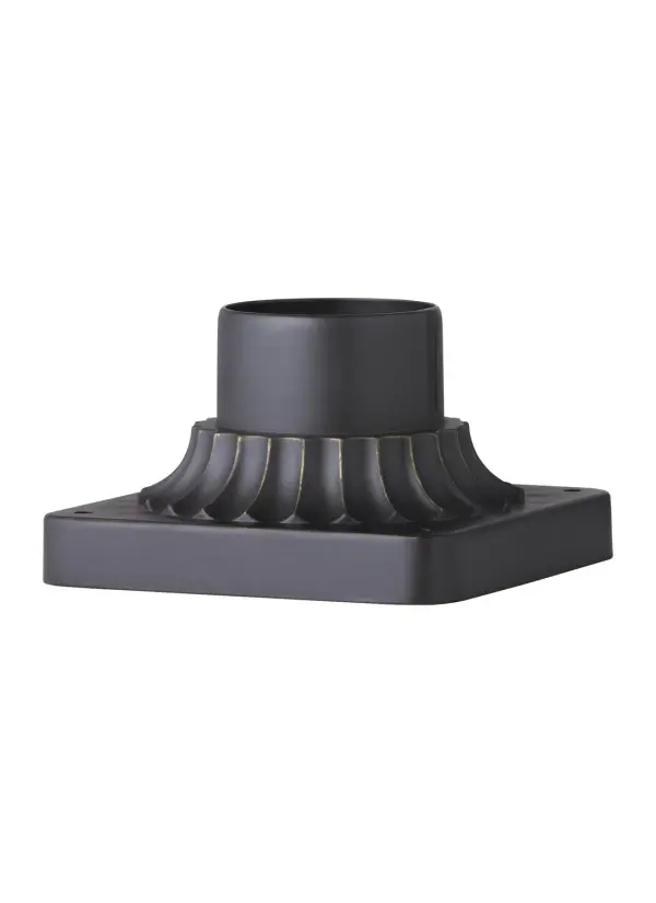 Collection: Outdoor Pier Mounts Designer: Feiss Rooms: Outdoor Finish: Antique Bronze Width: 5.75" Height: 3.44" Length: 5.75" Weight: 0.55 lb Material: Aluminum Country of Origin: China Safety Listing: Damp Safety Rating: cETL Spec Sheet Instructions Parts Diagram
