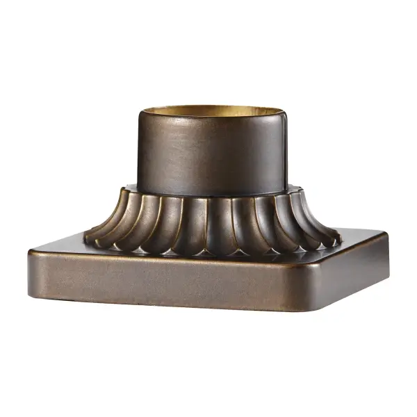 Collection: Outdoor Pier Mounts Designer: Feiss Rooms: Outdoor Finish: Astral Bronze Width: 5.75" Height: 3.44" Length: 5.75" Weight: 0.55 lb Material: Aluminum Country of Origin: Philippines Spec Sheet Instructions Parts Diagram