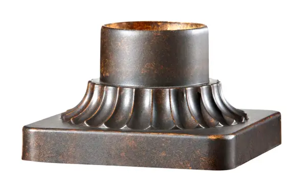 A compact mounting accessory designed for outdoor post lights. The walnut finish aluminum construction provides weather resistance while complementing traditional and contemporary exterior designs.