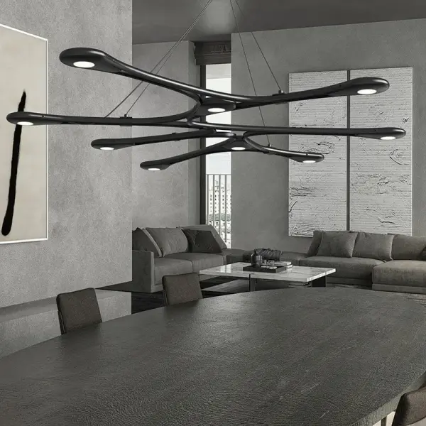 The Abstraction LED Pendant combines modern design with energy-efficient LED technology. Its bright satin aluminum finish adds a sophisticated, contemporary touch to any space while providing excellent illumination.